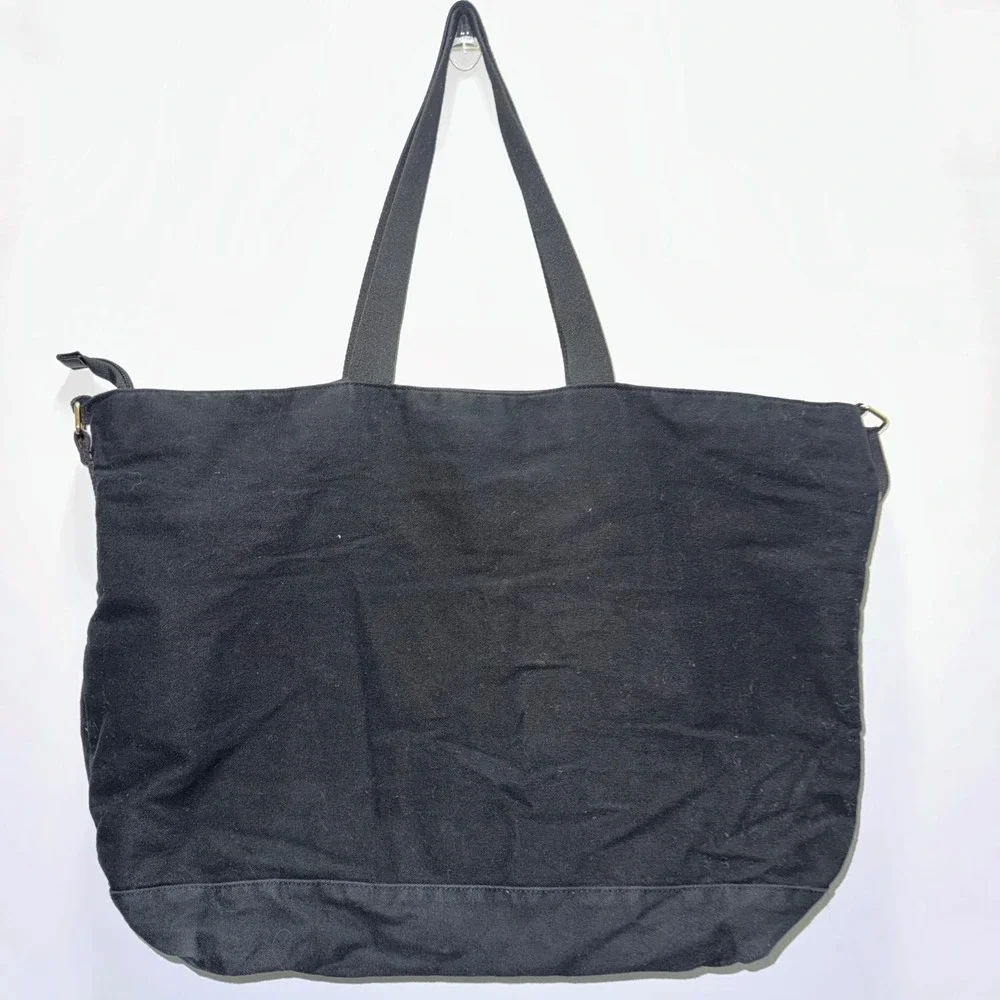 Victoria's Secret LOVE Weekender Tote Bag Black Pink Stripe Travel Gym Duffel